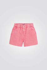 מכנסי ג'ינס קצרים לילדות בצבע ורוד 