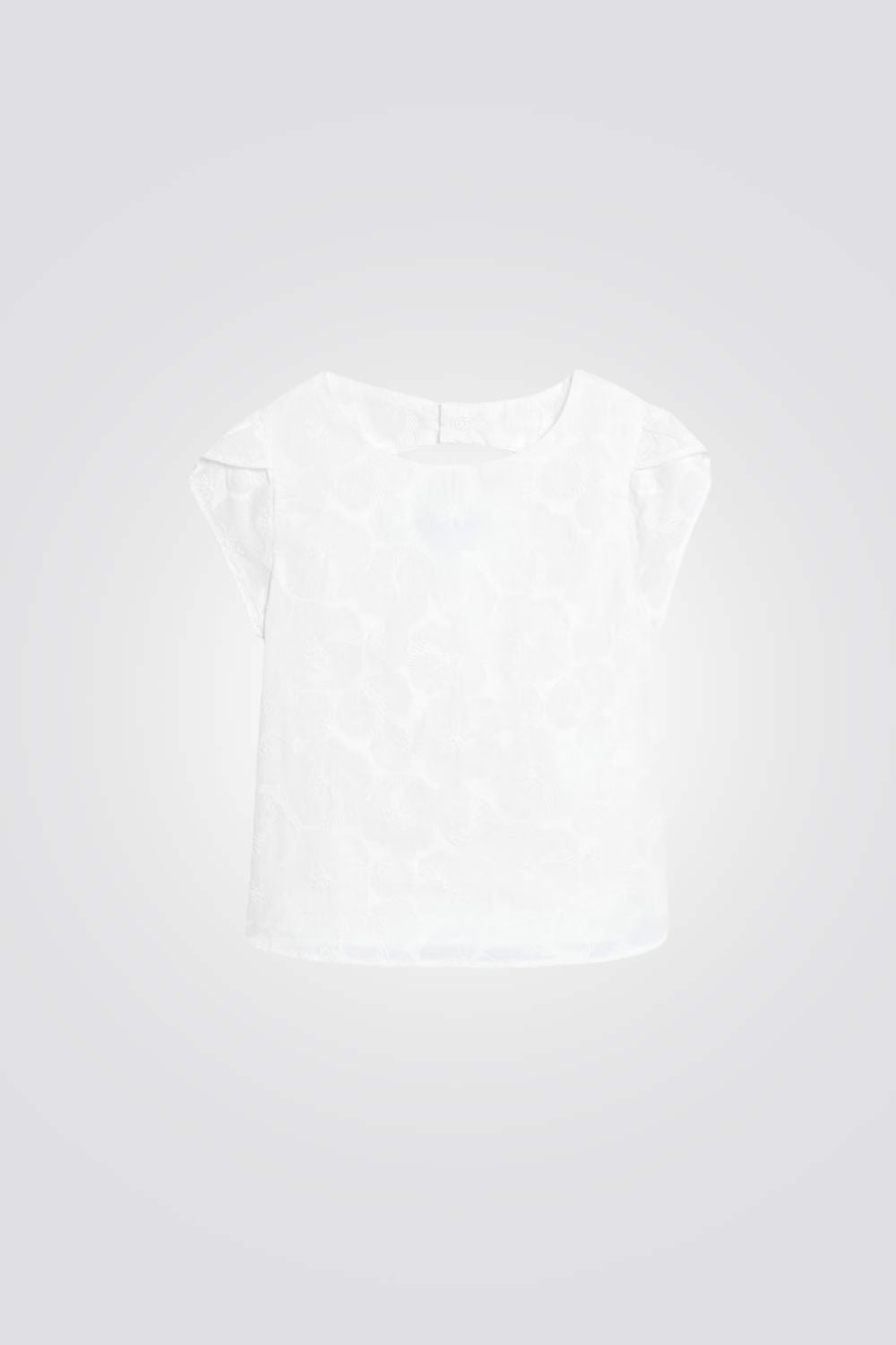 חולצת ריקמה לילדות בצבע לבן 