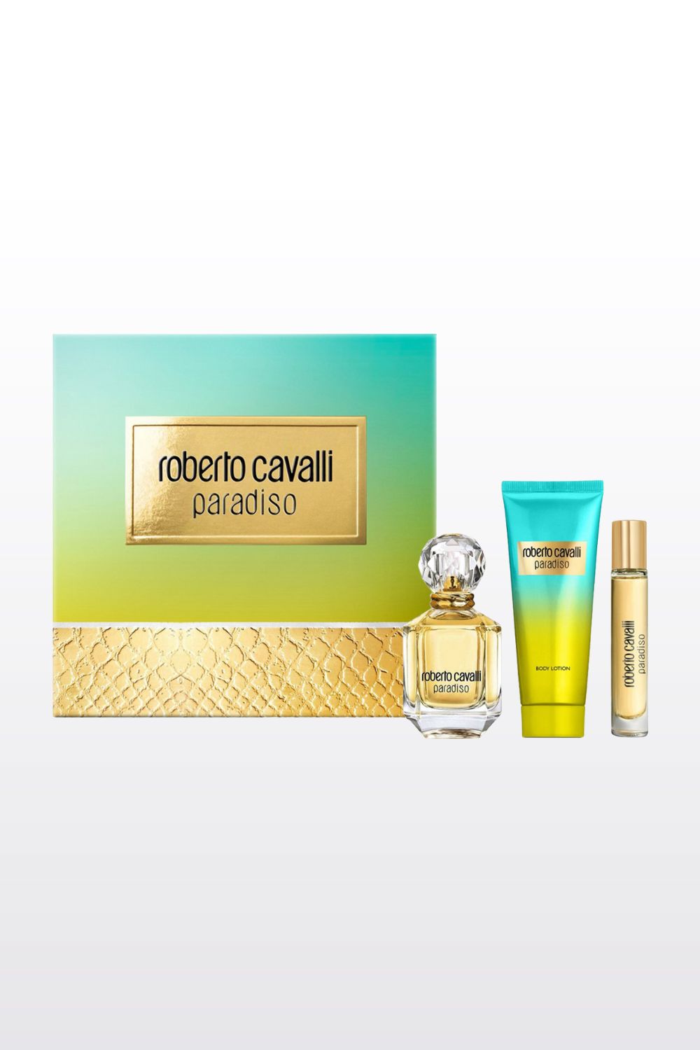 מארז בישום לאישה 75 מ"ל + 15 מ"ל + קרם גוף 100 מ"ל PARADISO E.D.P | רוברטו קוואלי