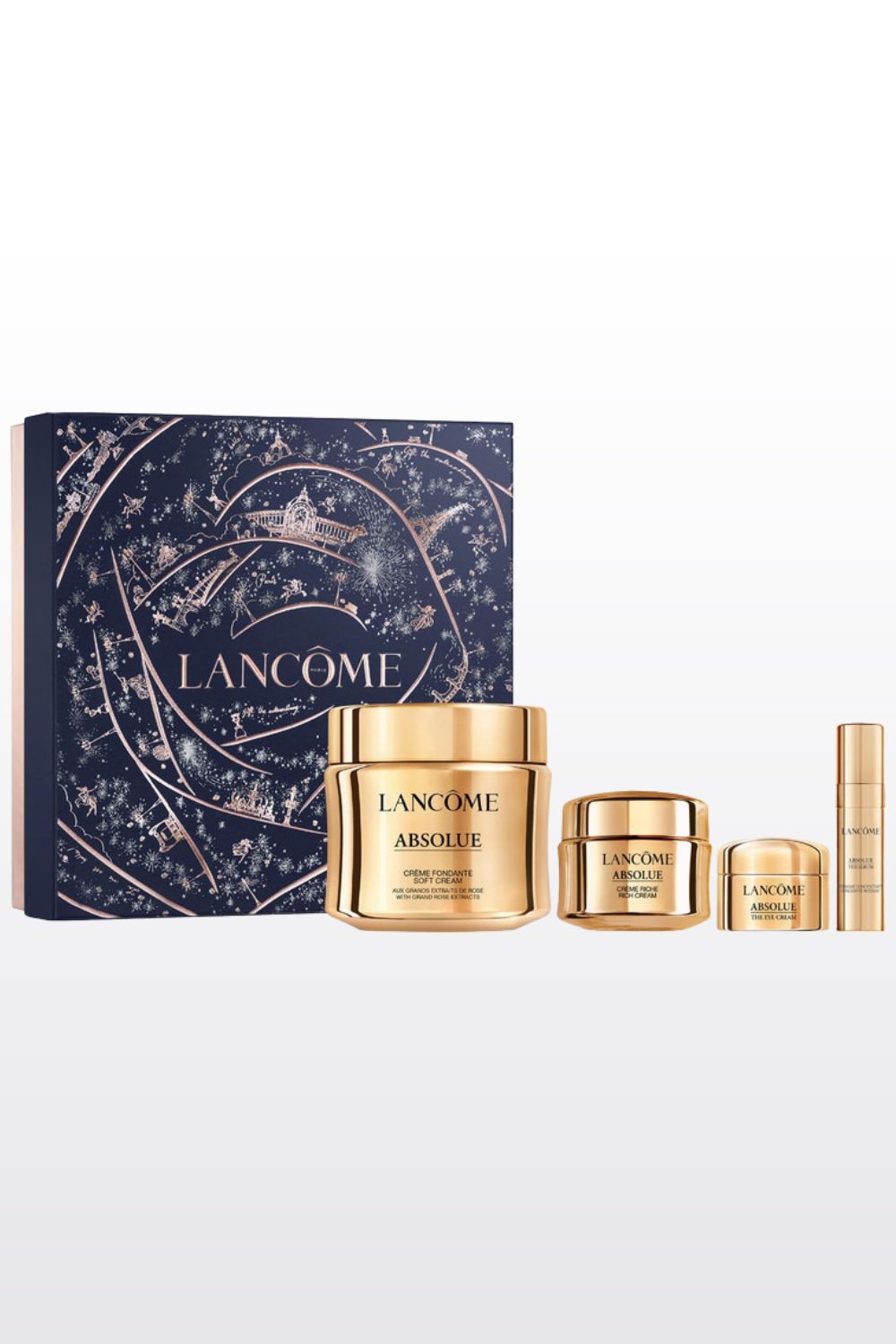 מארז טיפוח קרם יום 60 מ"ל + סרום 5 מ"ל + קרם עיניים 5 מ"ל + גרם יום 15 מ"ל ABSOLUE SOFT | לנקום