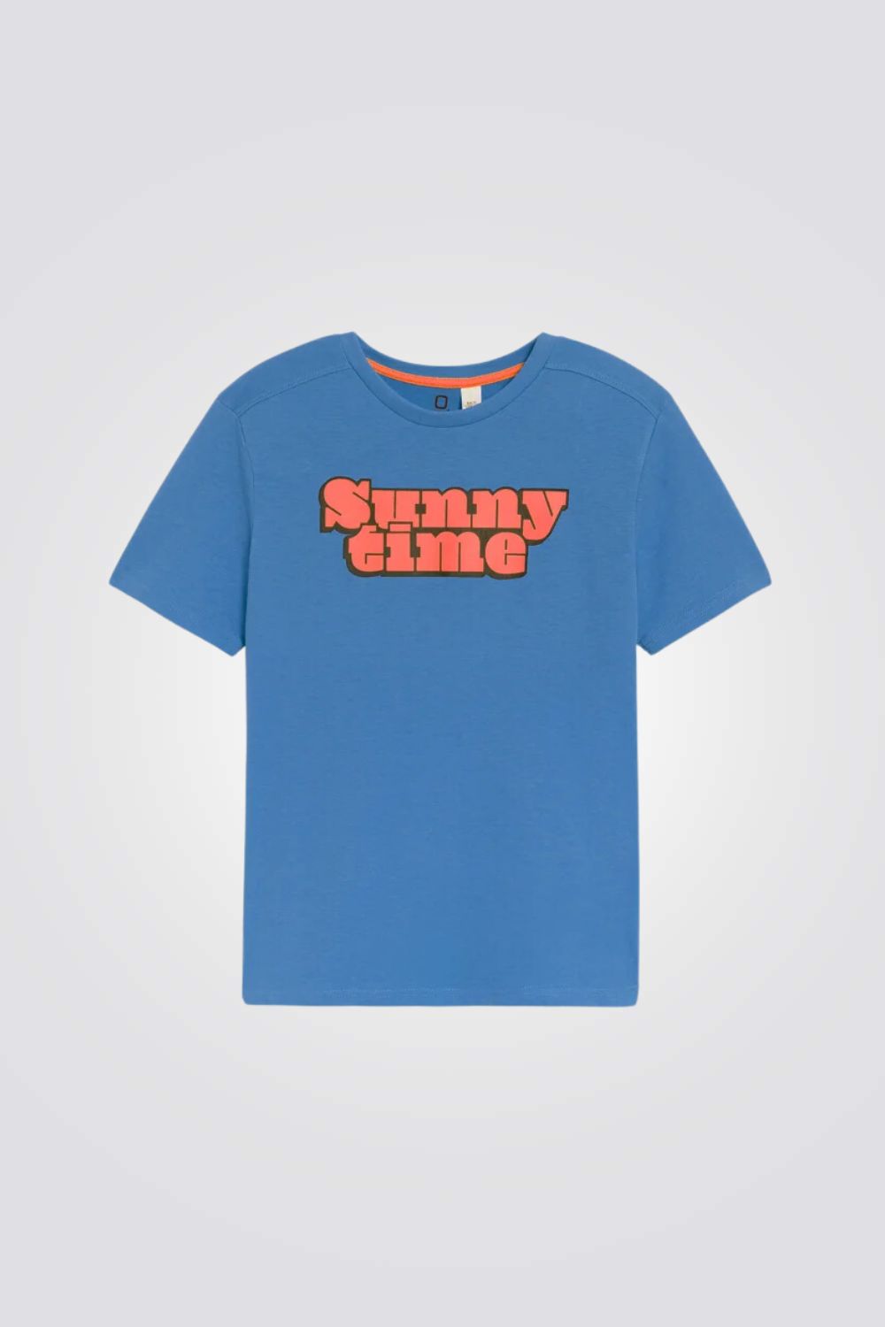 טישירט לילדים בצבע כחול עם כיתוב כתום