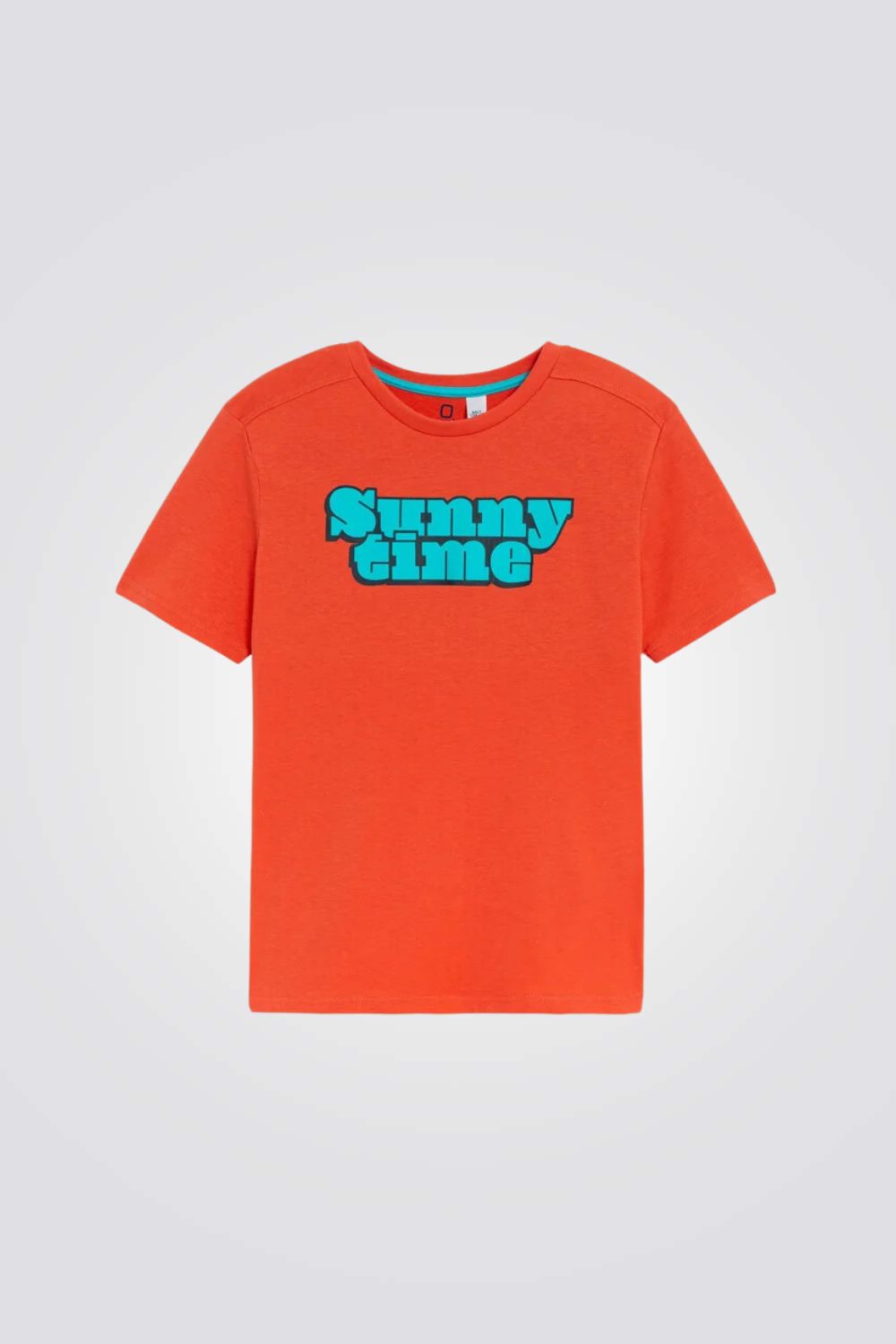 טישירט לילדים בצבע כתום עם כיתוב כחול