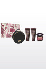 מארז קריסטל נויר לאישה – בושם 90 מ״ל + תחליב גוף 100 מ״ל + ג׳ל רחצה 100 מ״ל + תיק איפור | VERSACE CRYSTAL NOIR E.D.P