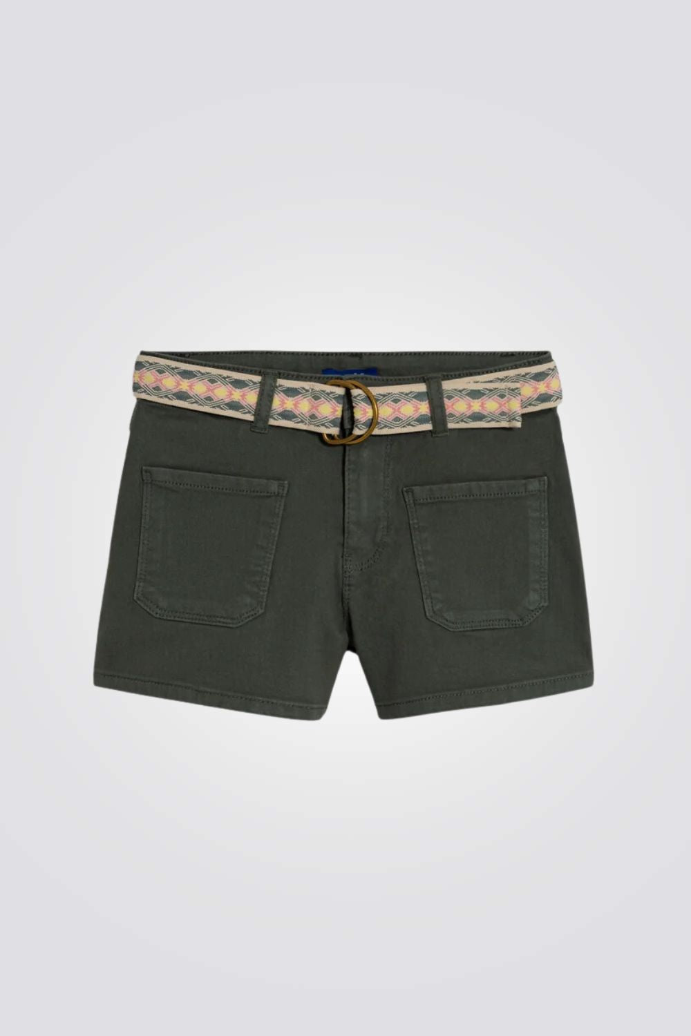 מכנסי קנבס קצרים לילדות בצבע ירוק כהה 