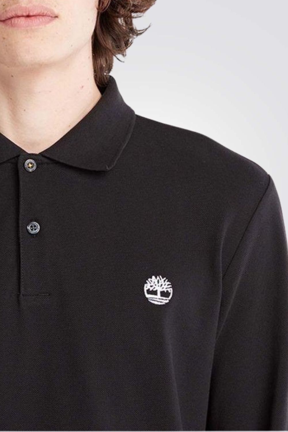 TIMBERLAND - חולצת פולו עם לוגו רקום בצבע שחור - MASHBIR//365