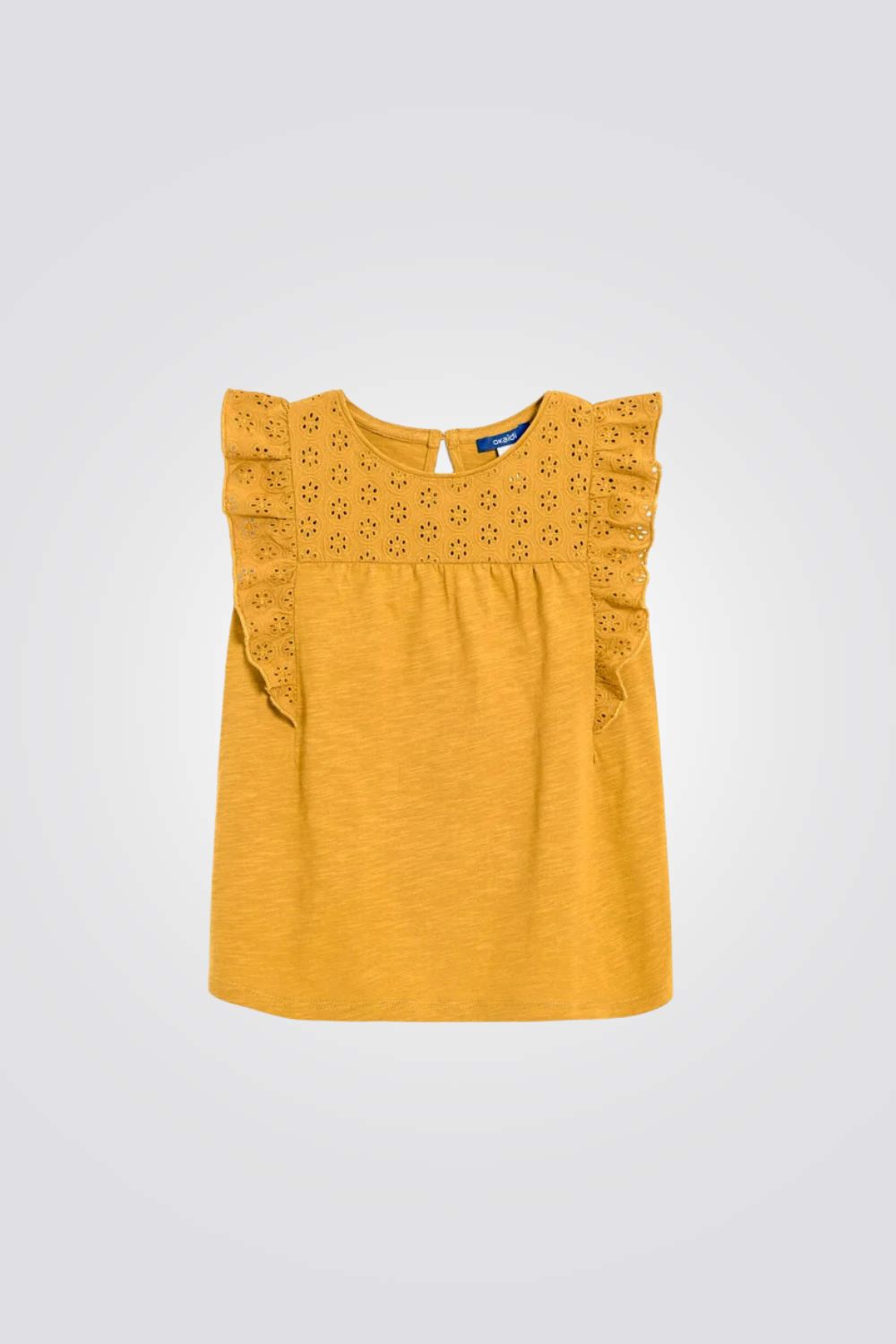 טישירט לילדות בצבע צהוב עם רקמה