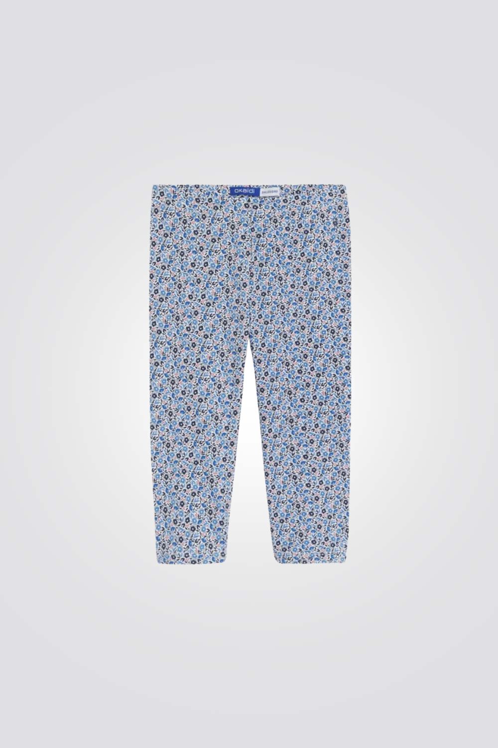 מכנסי טייץ 3/4 לילדות בהדפס פרחוני כחול