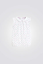 אוברול פיג'מה קצר לתינוקות בצבע לבן עם הדפס דובדבנים