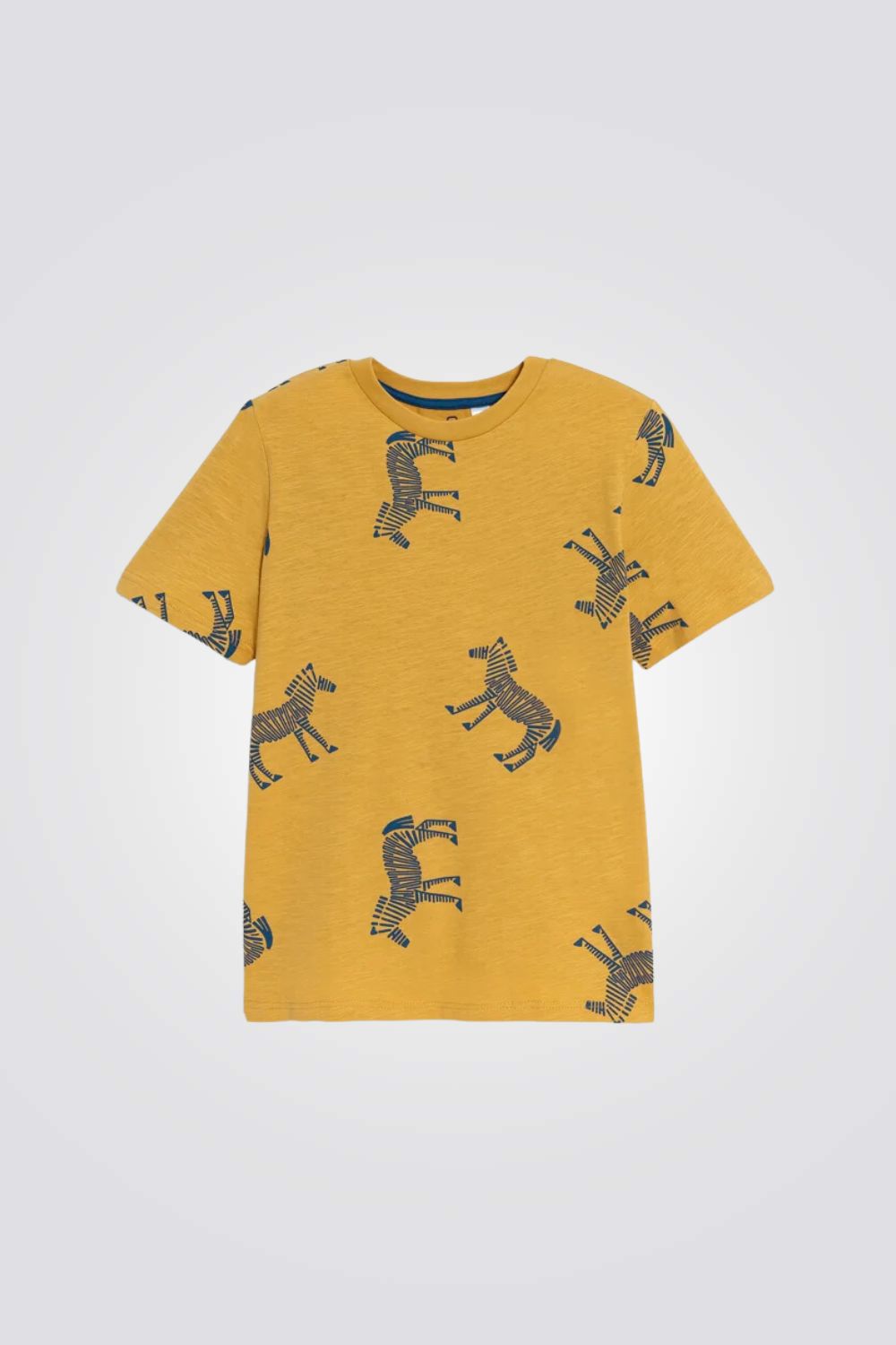 טי שירט לילדים בצבע צהוב עם הדפס זברות