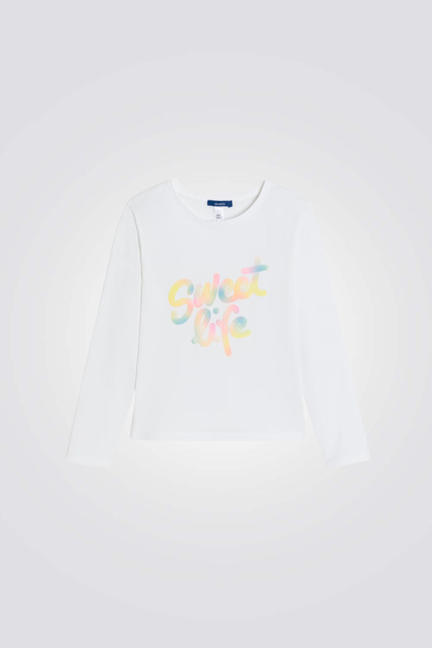 טישירט ארוכה לילדות בצבע לבן עם הדפס | אוקאיידי