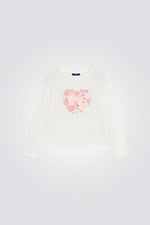 טישירט ארוכה לילדות בצבע לבן עם הדפס | אוקאיידי