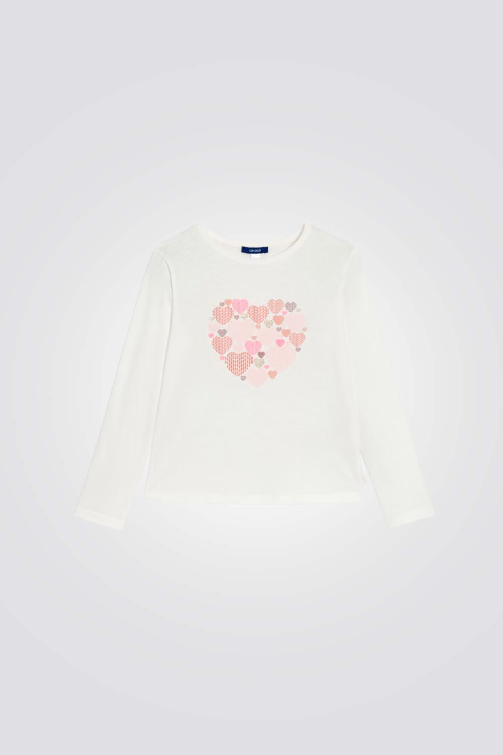 טישירט ארוכה לילדות בצבע לבן עם הדפס | אוקאיידי