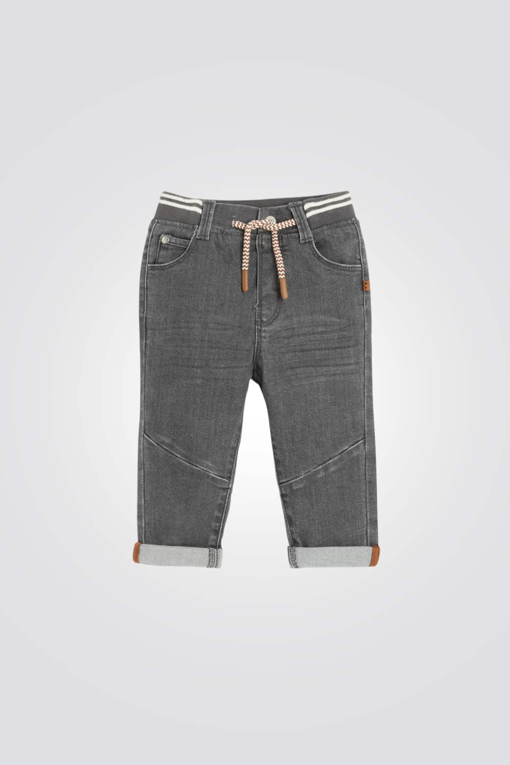 מכנסי בד מותן אלסטית אפור לתינוקות | אובייבי