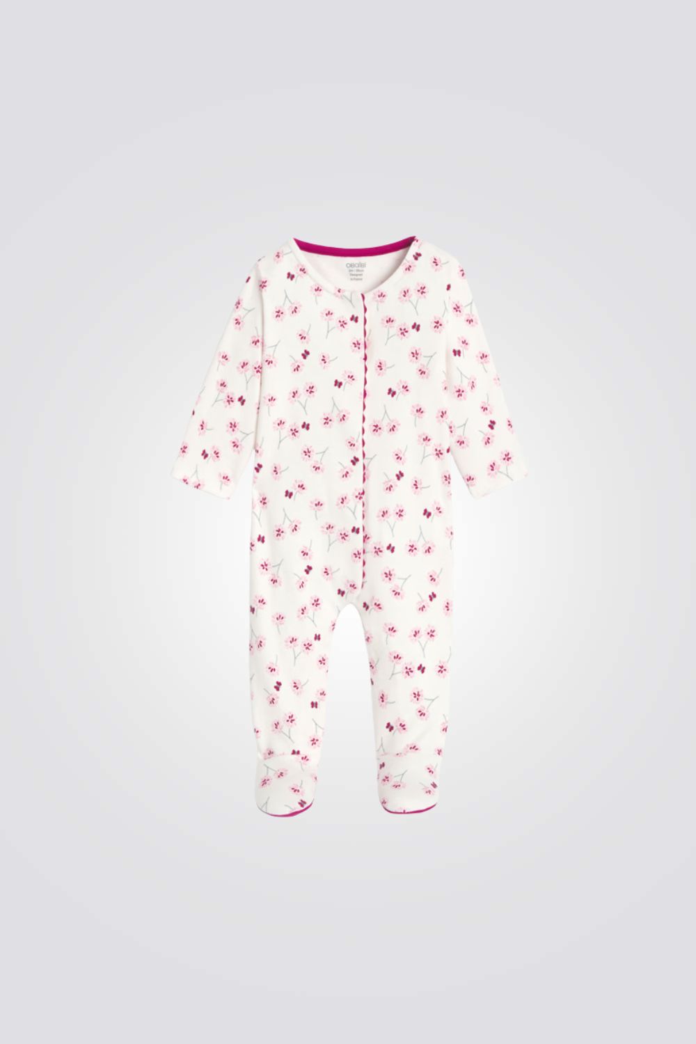 אוברול פיג'מה לתינוקות עם הדפס פרחוני | אובייבי