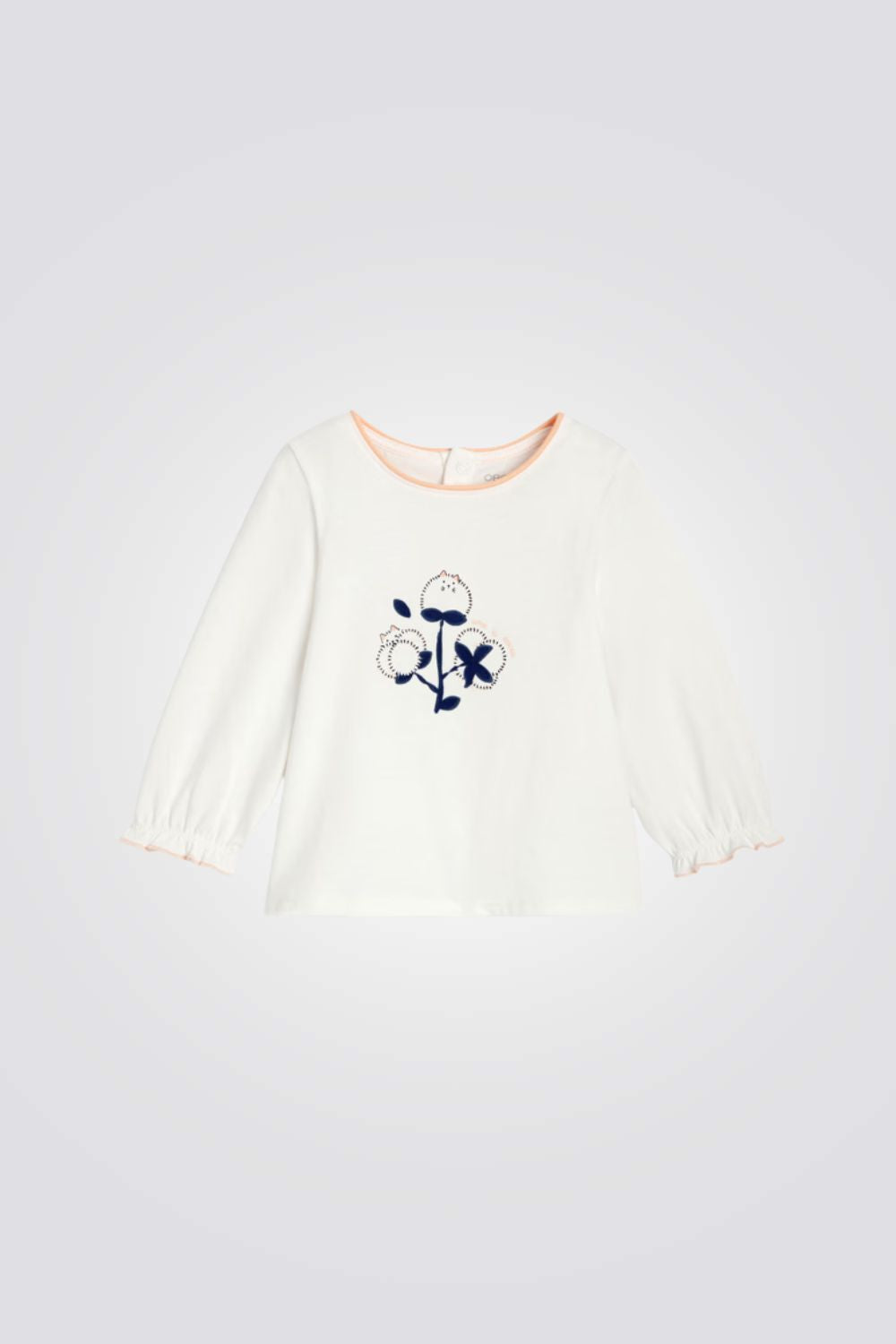 חולצה ארוכה לתינוקות בצבע לבן עם הדפס | אובייבי 