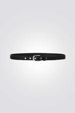 חגורה שחורה לנשים עם אבזם כסוף | מורגן
