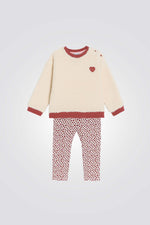 חליפה לתינוקות בצבע בז' עם הדפס | אובייבי 