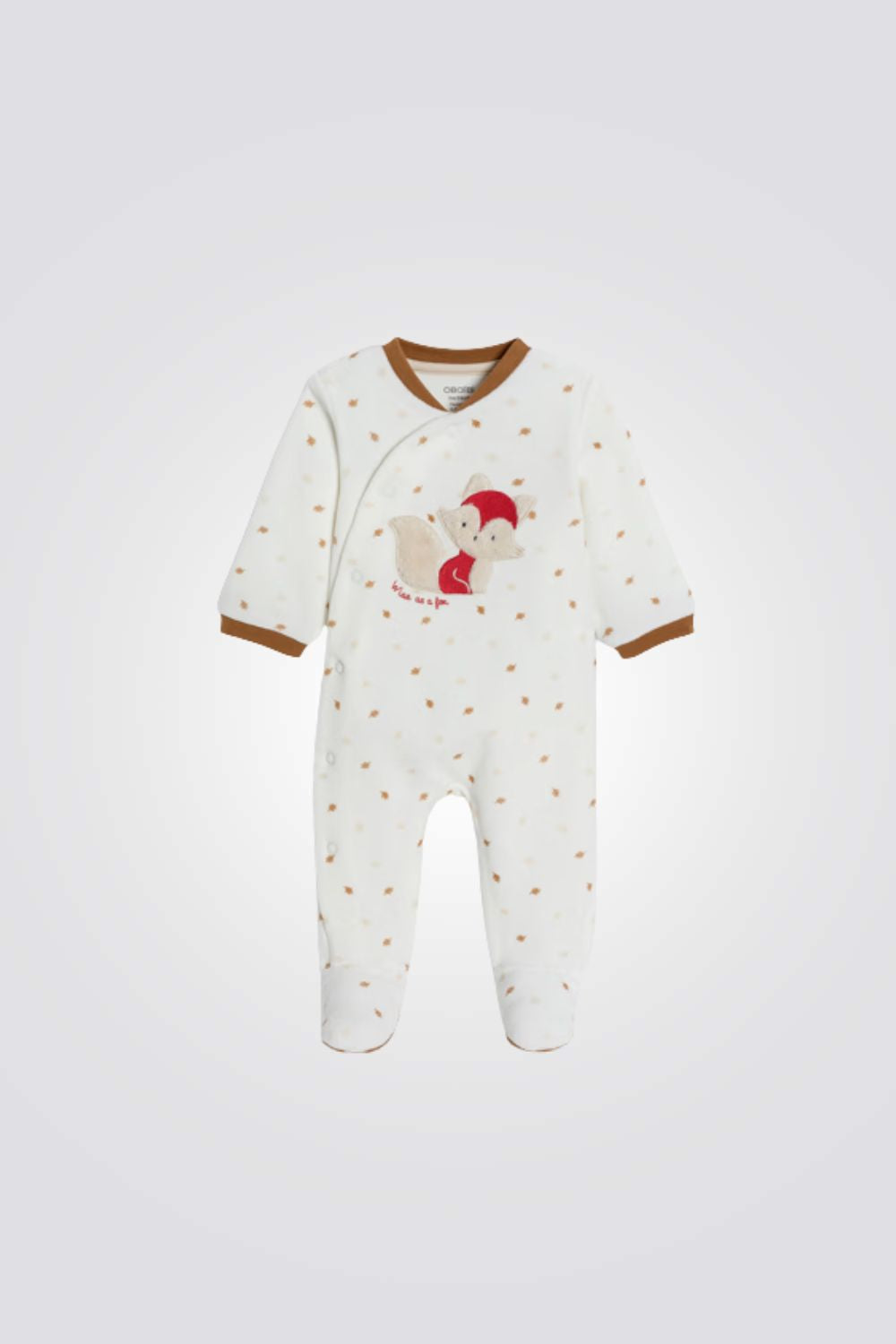 אוברול פיג'מה לתינוקות עם רקמת שועל | אובייבי