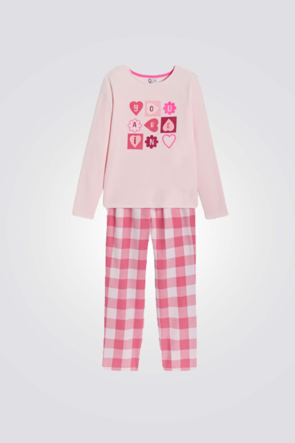 פיג'מה קטיפה לילדות בצבע ורוד | אוקיידי 