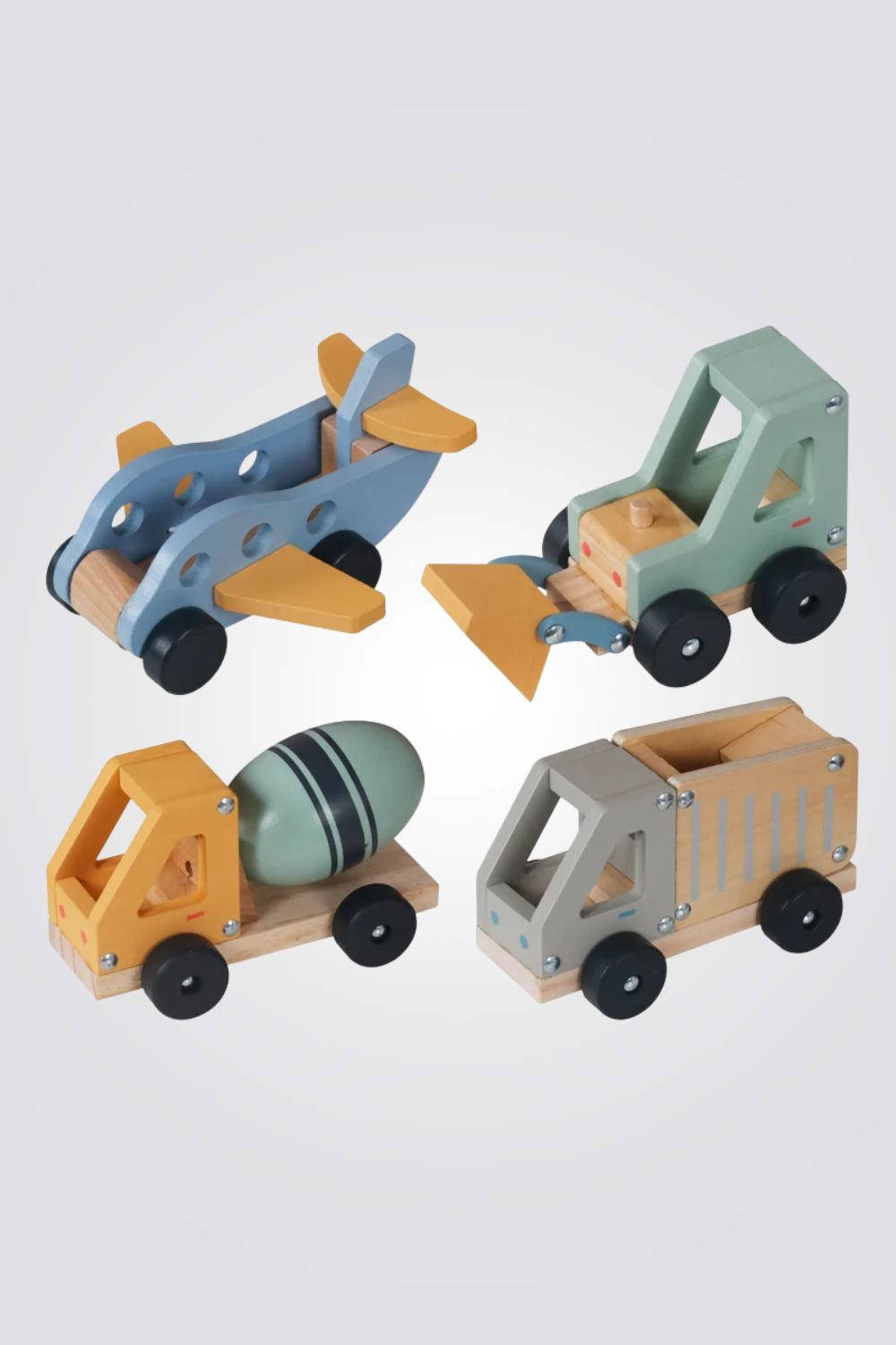 סט 4 כלי תחבורה מעץ | היליס