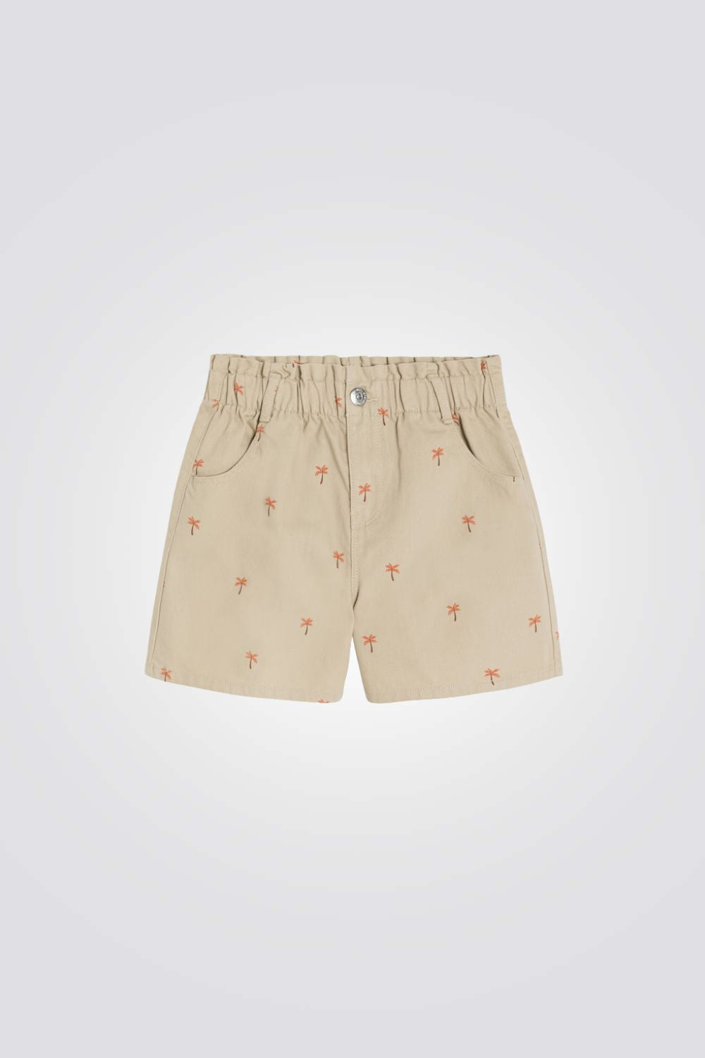 מכנסיים קצרים לילדות בצבע בז' עם הדפס 