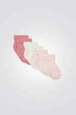 מארז 3 זוגות גרביים לתינוקות בצבע ורוד ולבן