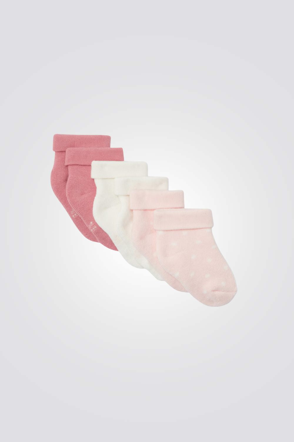 מארז 3 זוגות גרביים לתינוקות בצבע ורוד ולבן