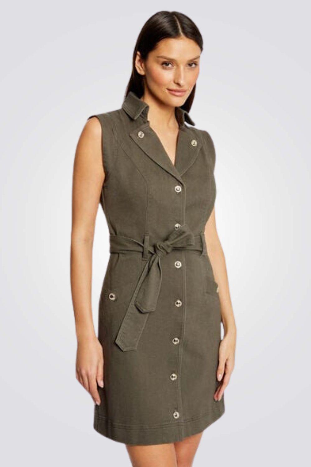 שמלת כפתורים בצבע ירוק זית - MASHBIR//365