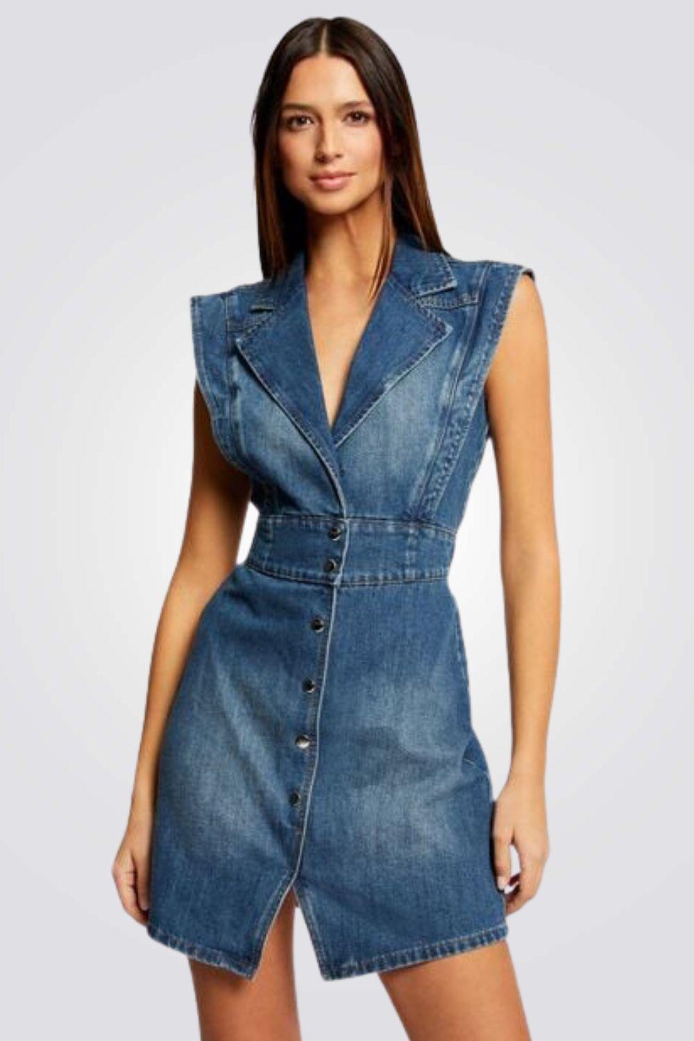 שמלת כפתורים בצבע ג'ינס - MASHBIR//365