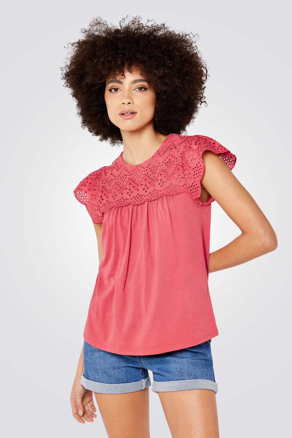 חולצת ג'רסי עם פתחים בצבע ורוד - MASHBIR//365