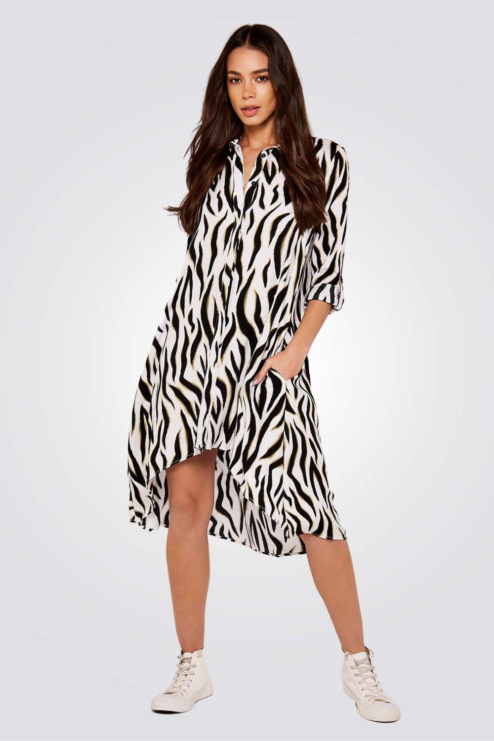 שמלת מידי זברה בצבע קרם - MASHBIR//365