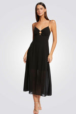 שמלת מידי עם רצועות שרשרת בצבע שחור - MASHBIR//365