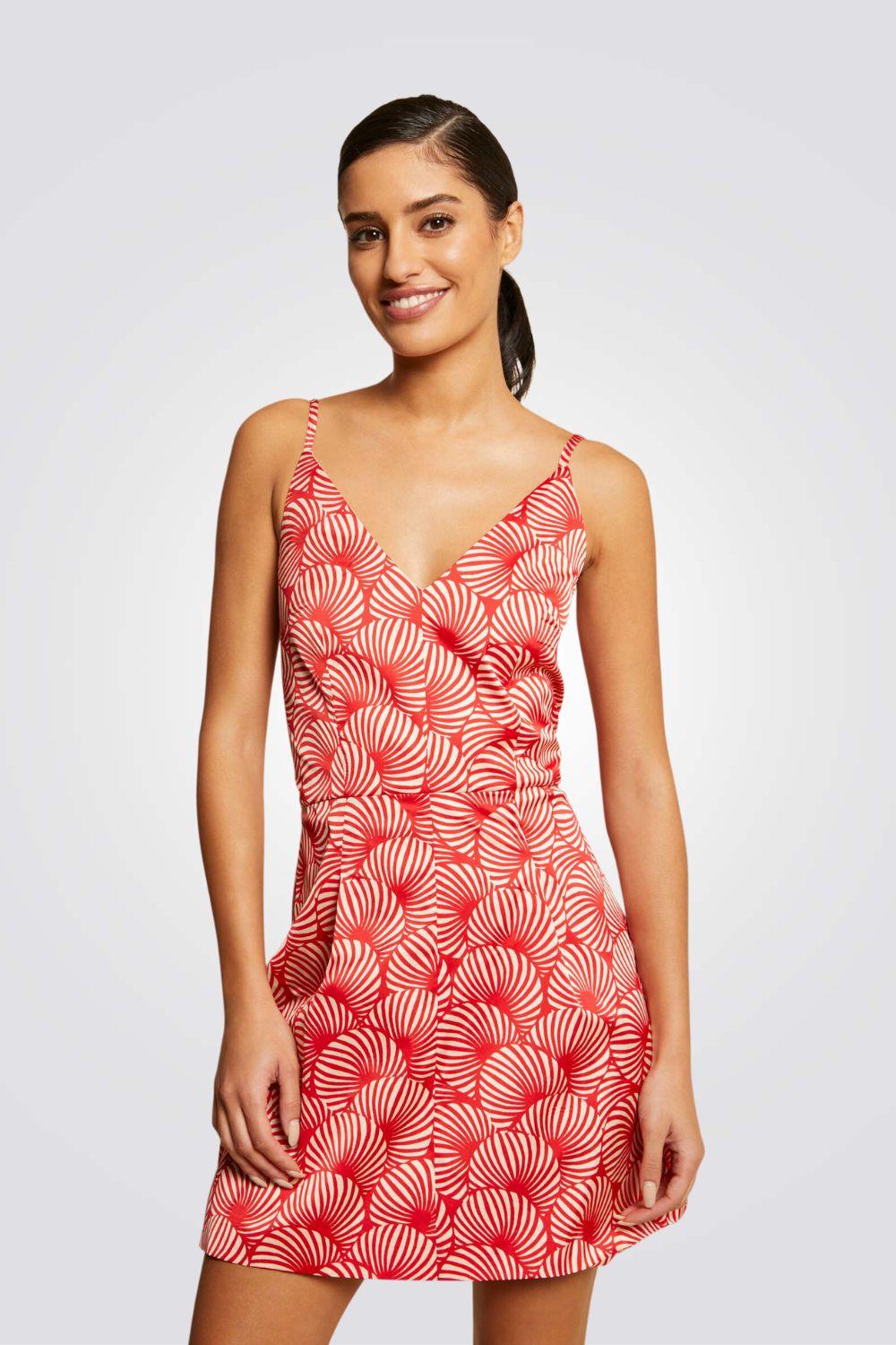 שמלת מיני עם רצועות דקות בצבע אדום - MASHBIR//365