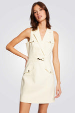 שמלת מיני ללא שרוולים בצבע בז' - MASHBIR//365