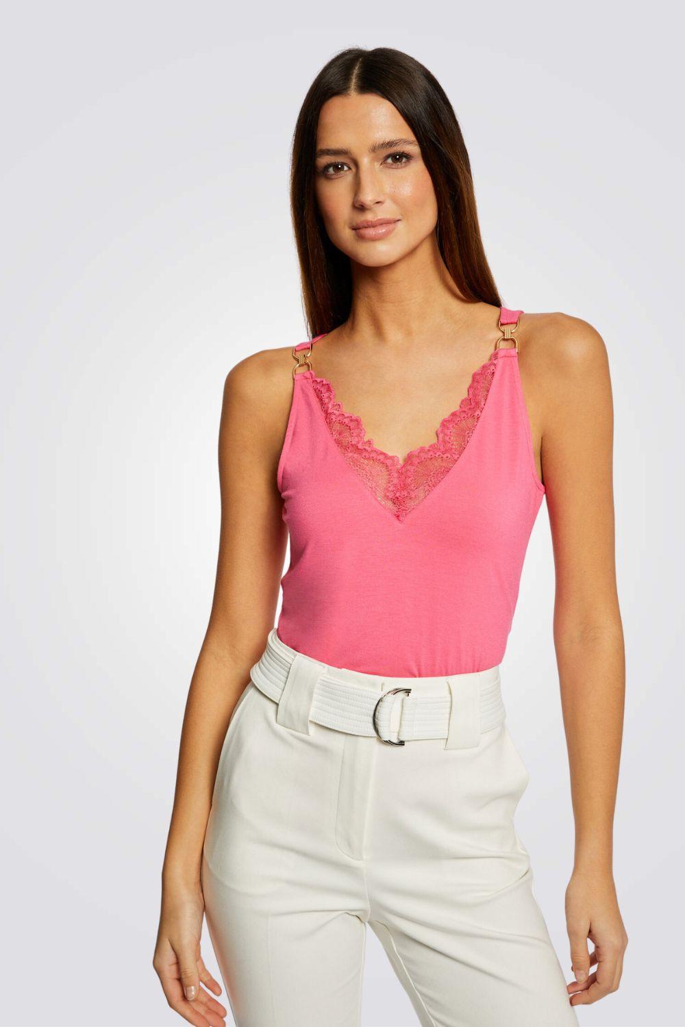 גופיית תחרה בצבע ורוד - MASHBIR//365