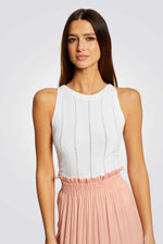 גופיית סריג עם רצועות מוצלבות בצבע לבן - MASHBIR//365