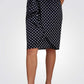 חצאית בגד ים מעטפת קשירה לנשים בצבע שחור עם נקודות - 1