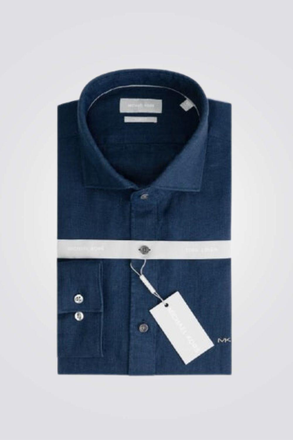 חולצה מכופתרת SLIM FIT בצבע נייבי - MASHBIR//365