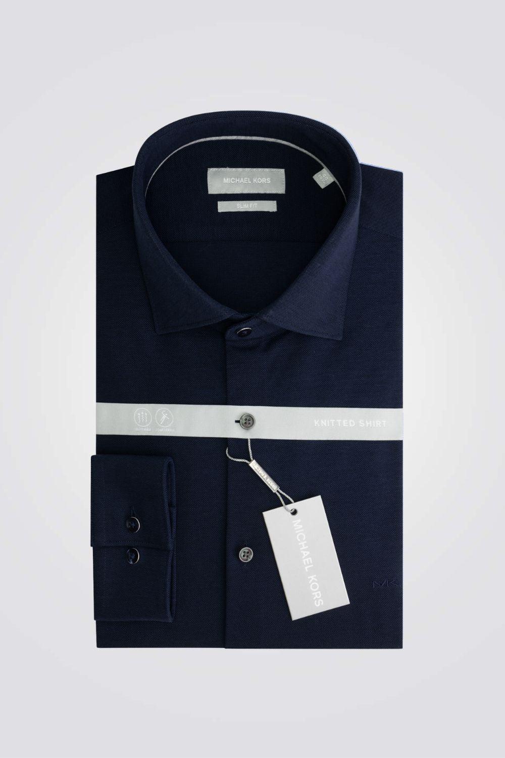 חולצה מכופתרת SOLID PIQUE SLIM בצבע נייבי - MASHBIR//365