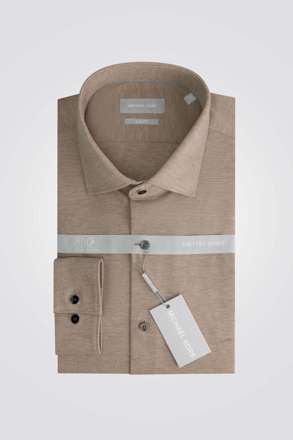 חולצה מכופתרת SOLID PIQUE SLIM בצבע בז' - MASHBIR//365