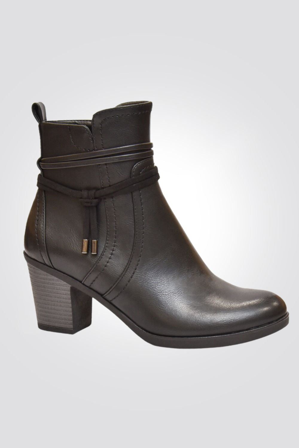 מגפון נשים עקב ספורטיבי עם שרוך קשירה מלופף בשחור