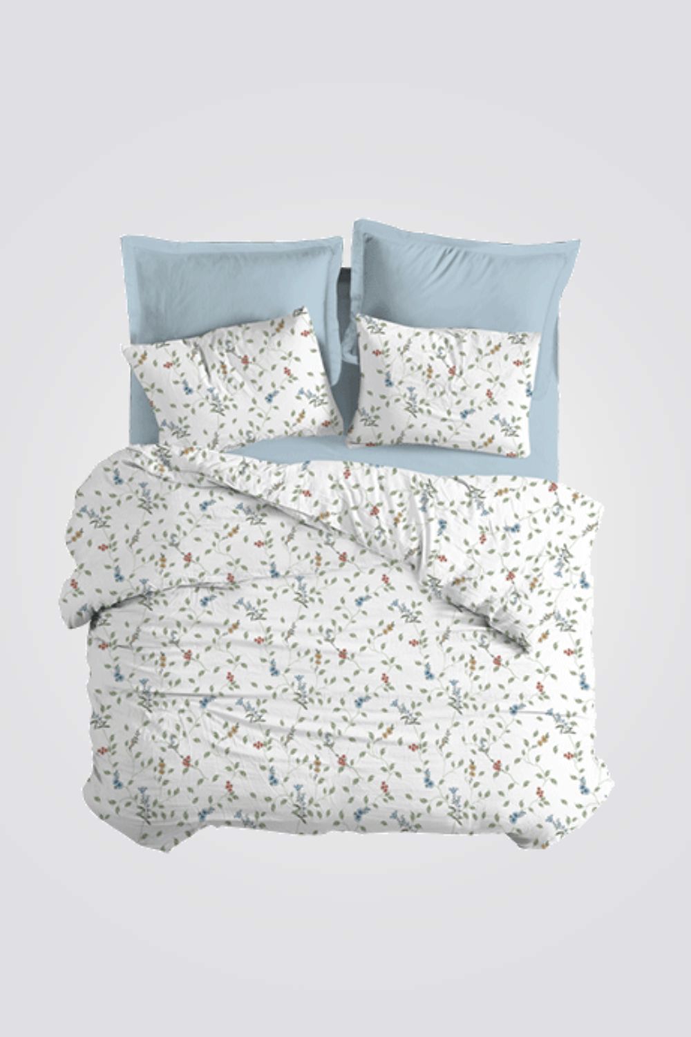 סט מצעים זוגי כותנה פרקל EXCLUSIVE 160/200 בעיצוב עלים ופרחים | הום סטייל 