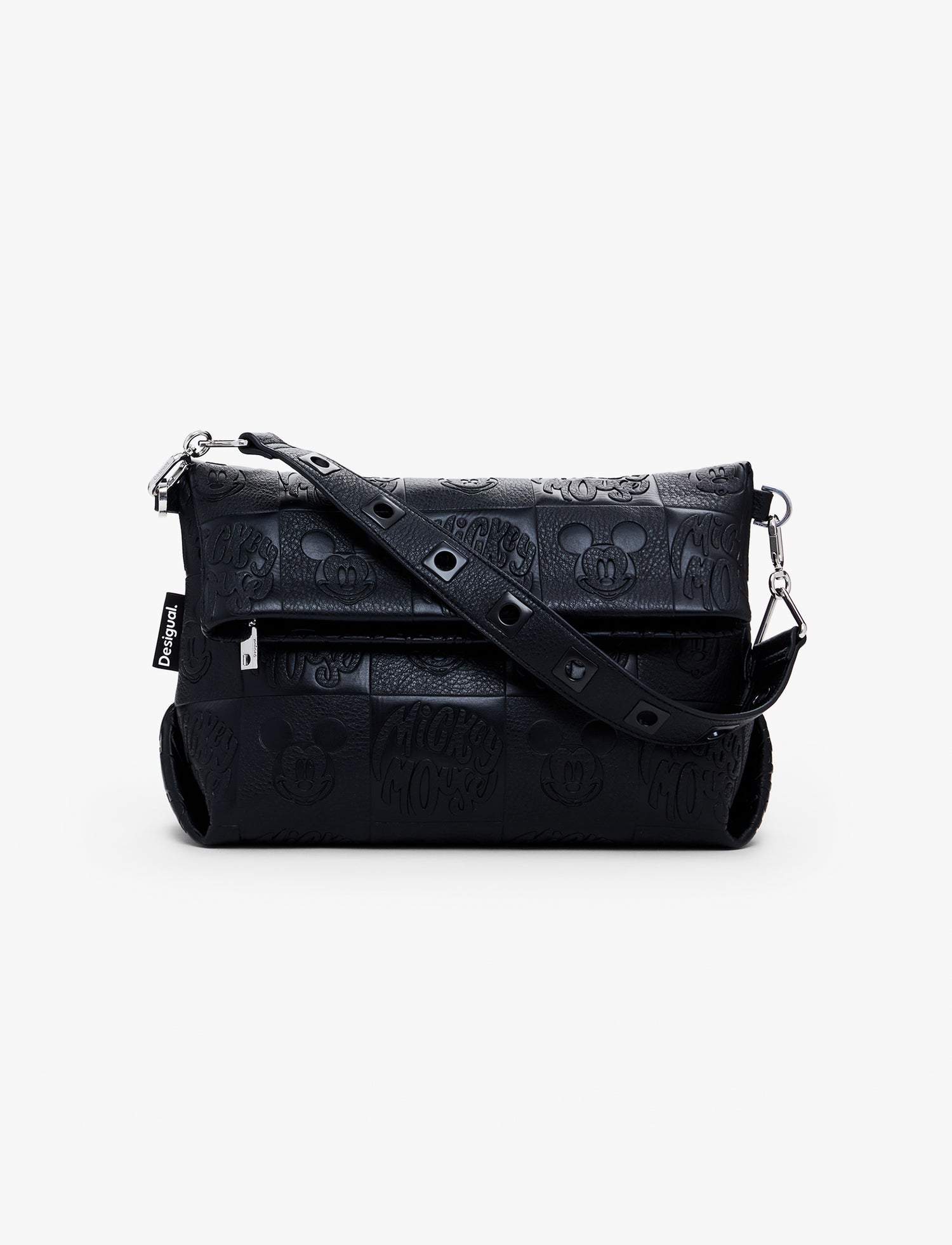 תיק כתף שחור עם הטבעות מיקי מאוס | DESIGUAL