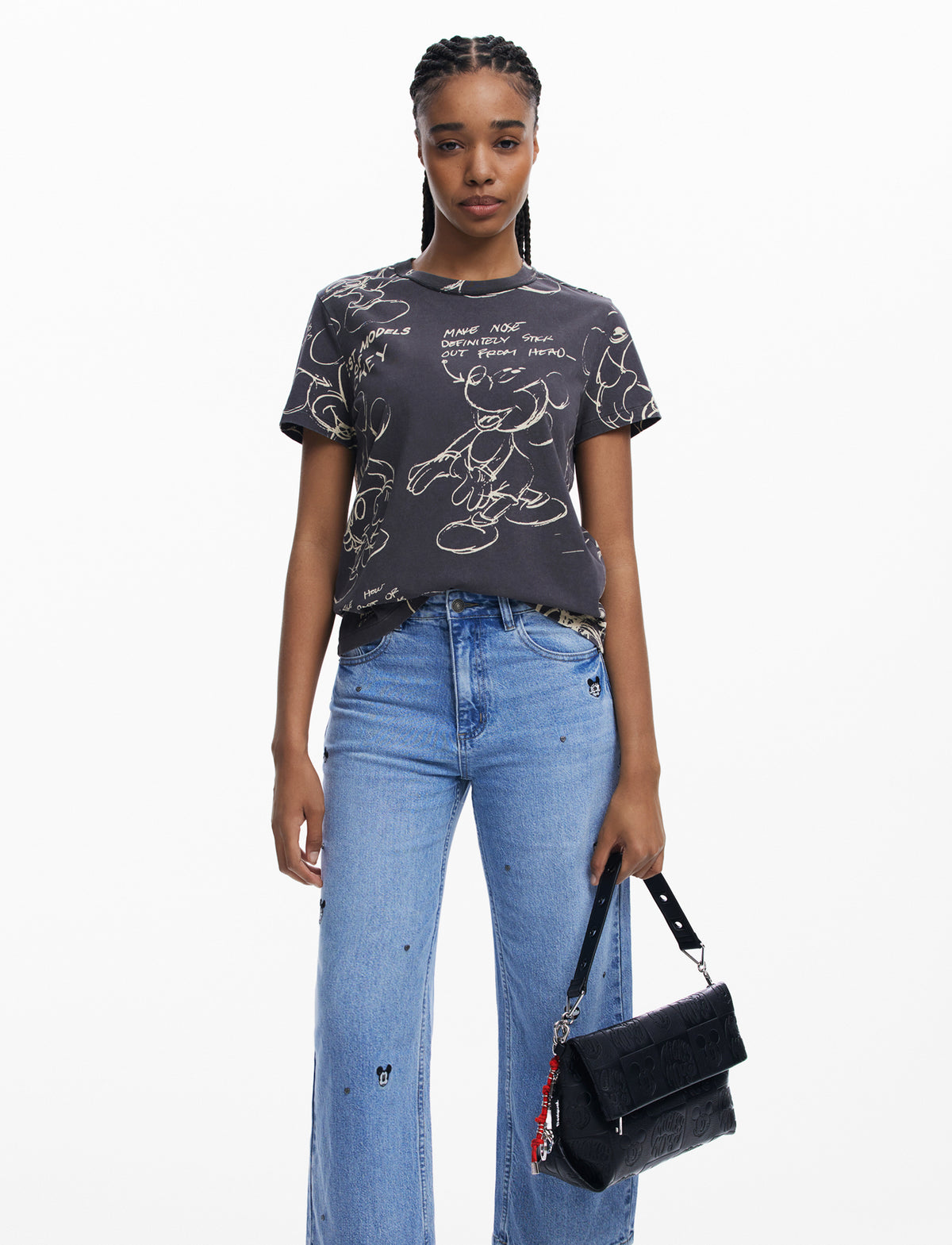 תיק כתף שחור עם הטבעות מיקי מאוס | דזיגוואל