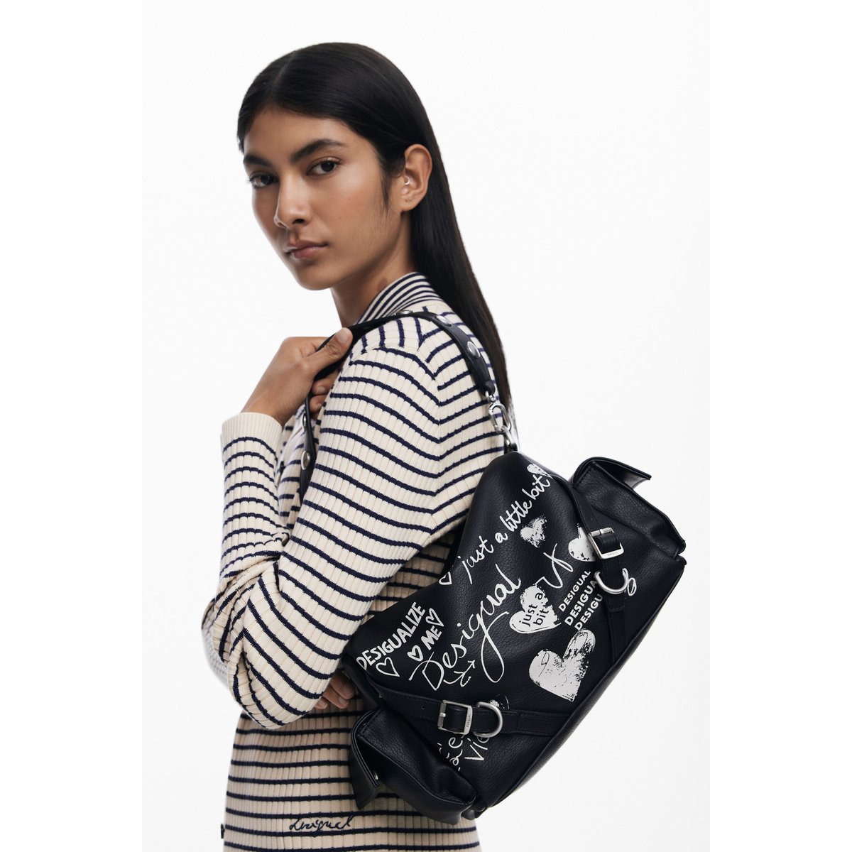 תיק כתף בינוני עם הדפס גרפי | DESIGUAL