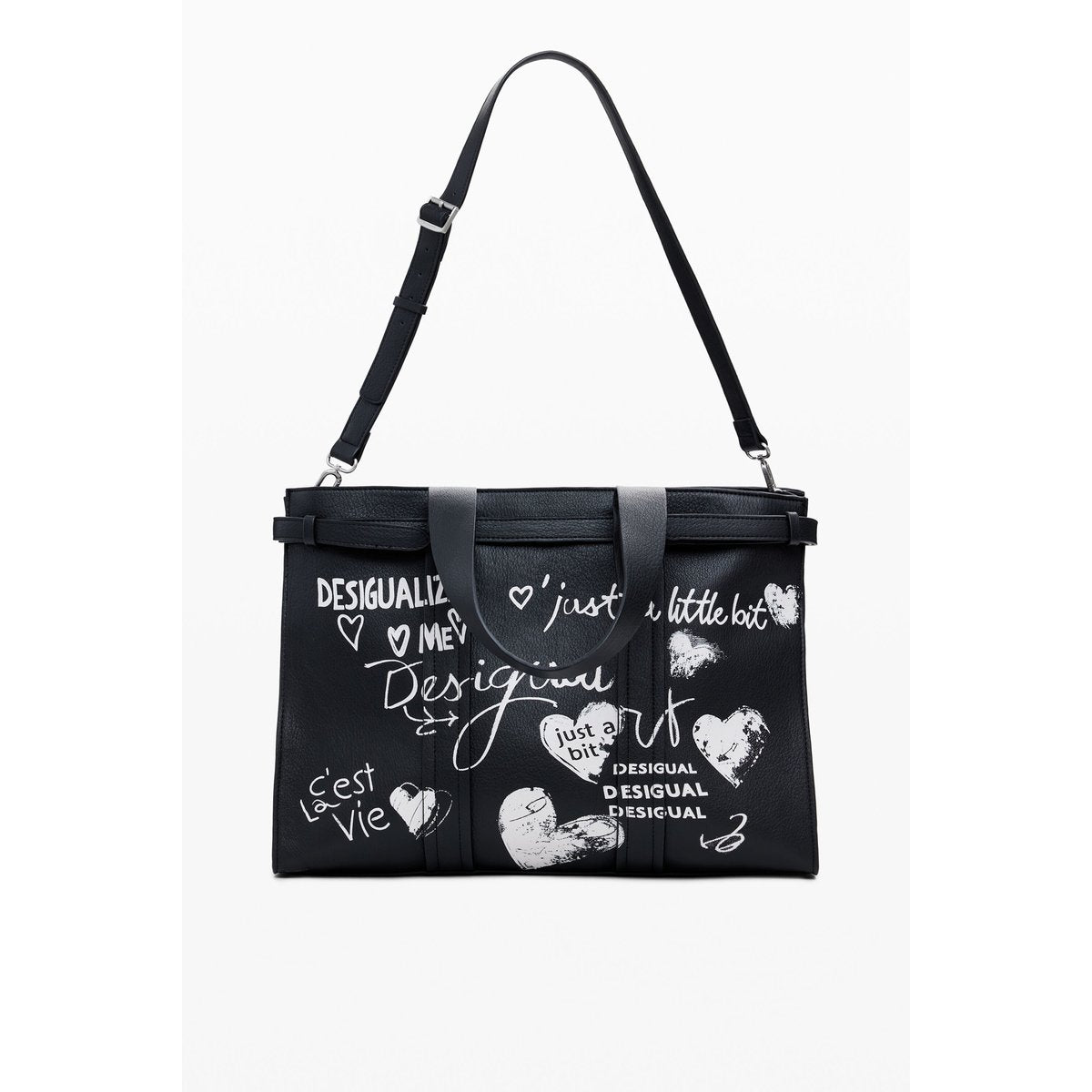 תיק כתף בינוני בצבע שחור | DESIGUAL