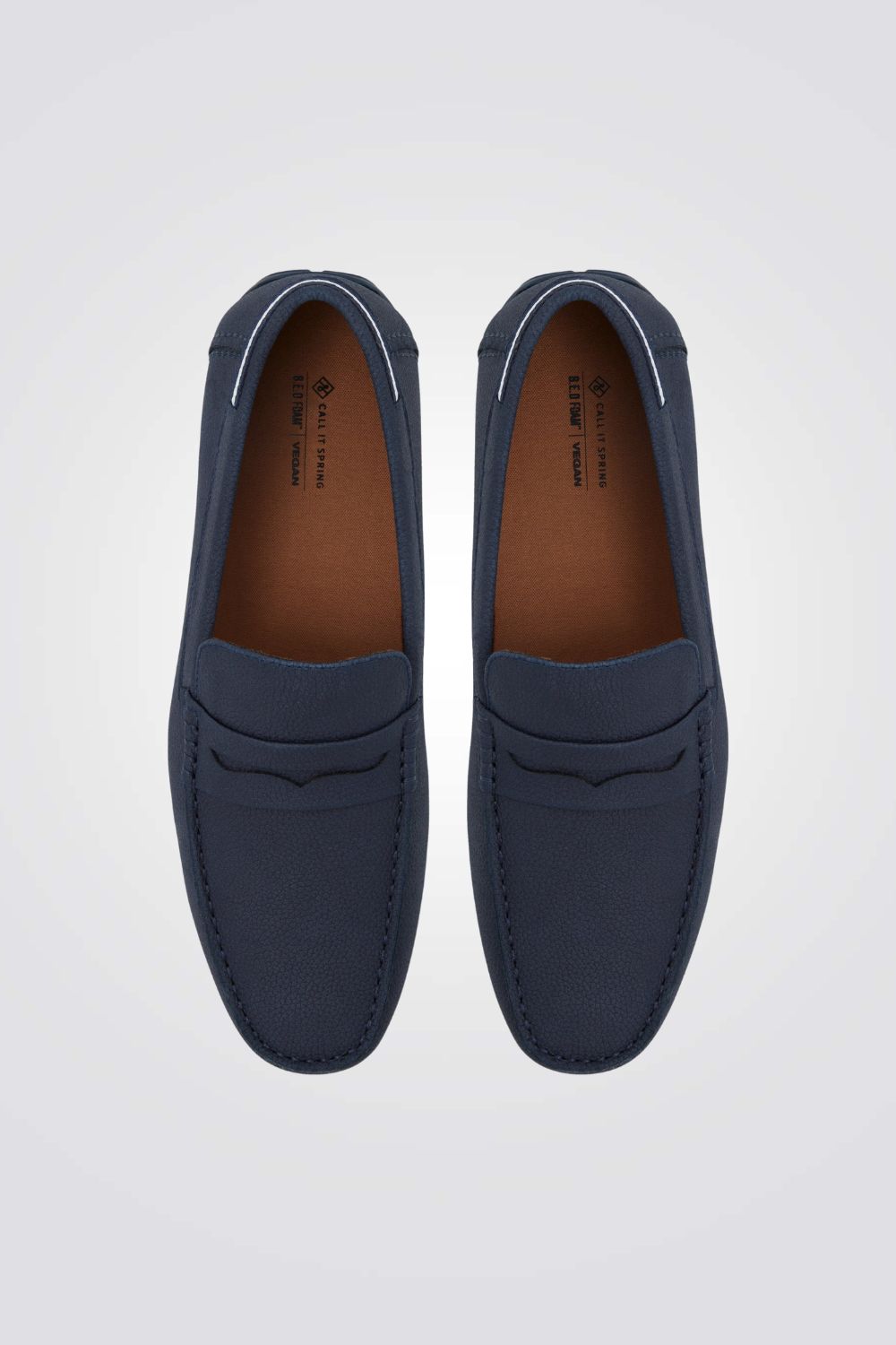 נעלי מוקסין דמוי עור בצבע נייבי