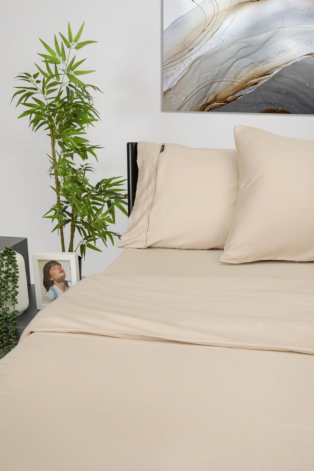 ציפה לשמיכת יחיד 150/200 100% כותנה באריגת סאטן בצבע בז'