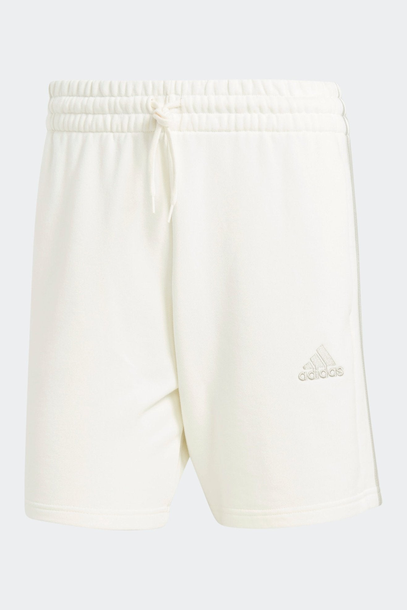 מכנסיים קצרים לגברים Εssentials French Terry 3-Stripe בצבע לבן ואפור