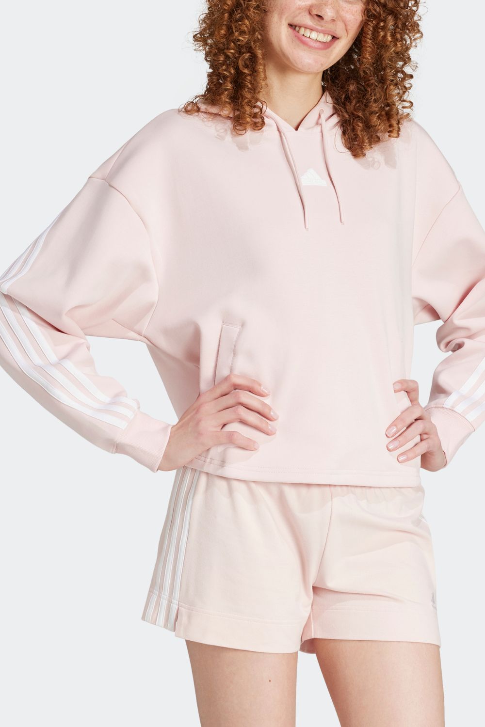 סווטשירט קפוצ'ון Future Icons בצבע ורוד